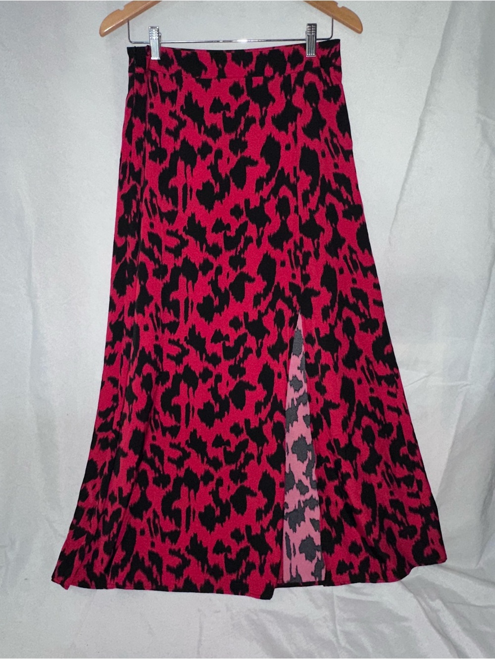 Bold Red & Black Leopard Print A-Line Skirt